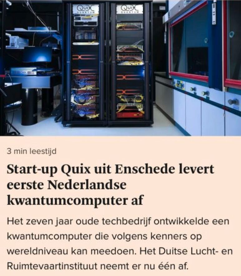 In FD: Enschede-based start-up Quix delivers the first Dutch quantum computer